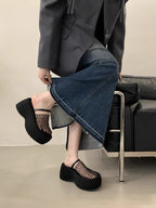 Damen Plattform-Mules mit durchlöchertem Netzdesign und komfortabler Sohle R&B