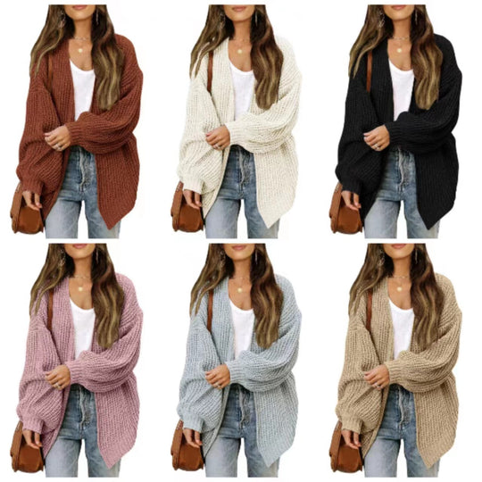 Damen Oversized Strickjacke mit tiefem Schnitt R&B