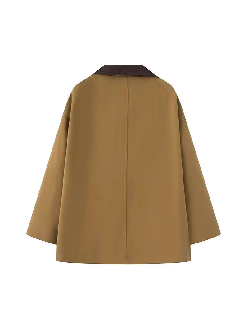 Damen oversized Trenchjacke mit klassischem Stehkragen und praktischen Taschen R&B