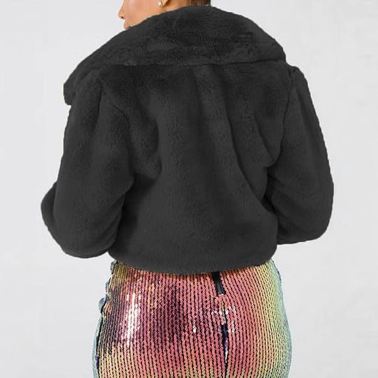 Damen Luxuriöse Kunstpelzjacke im eleganten Cropped-Design R&B