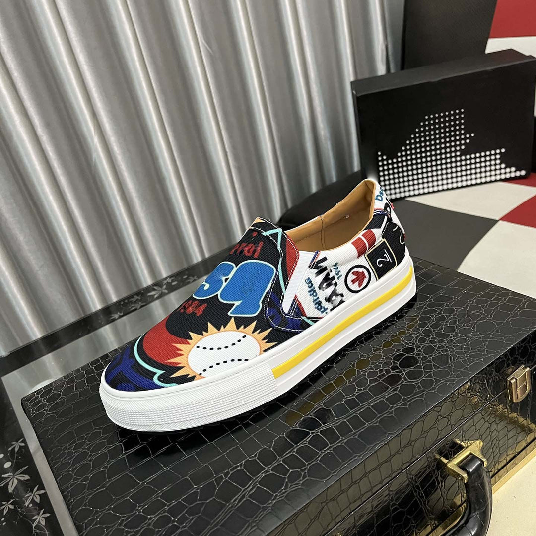 Damen Slip-On Sneakers mit kreativem Grafikdesign und rutschfester Sohle R&B