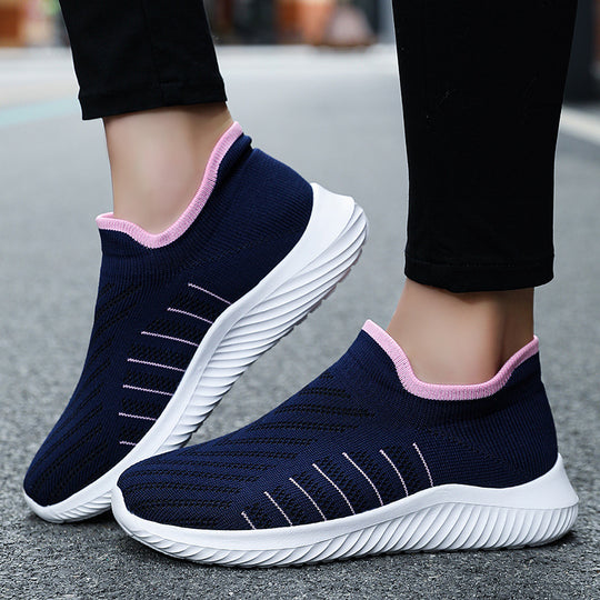 Damen Sportliche Slip-On Sneakers mit atmungsaktivem Strick-Obermaterial R&B