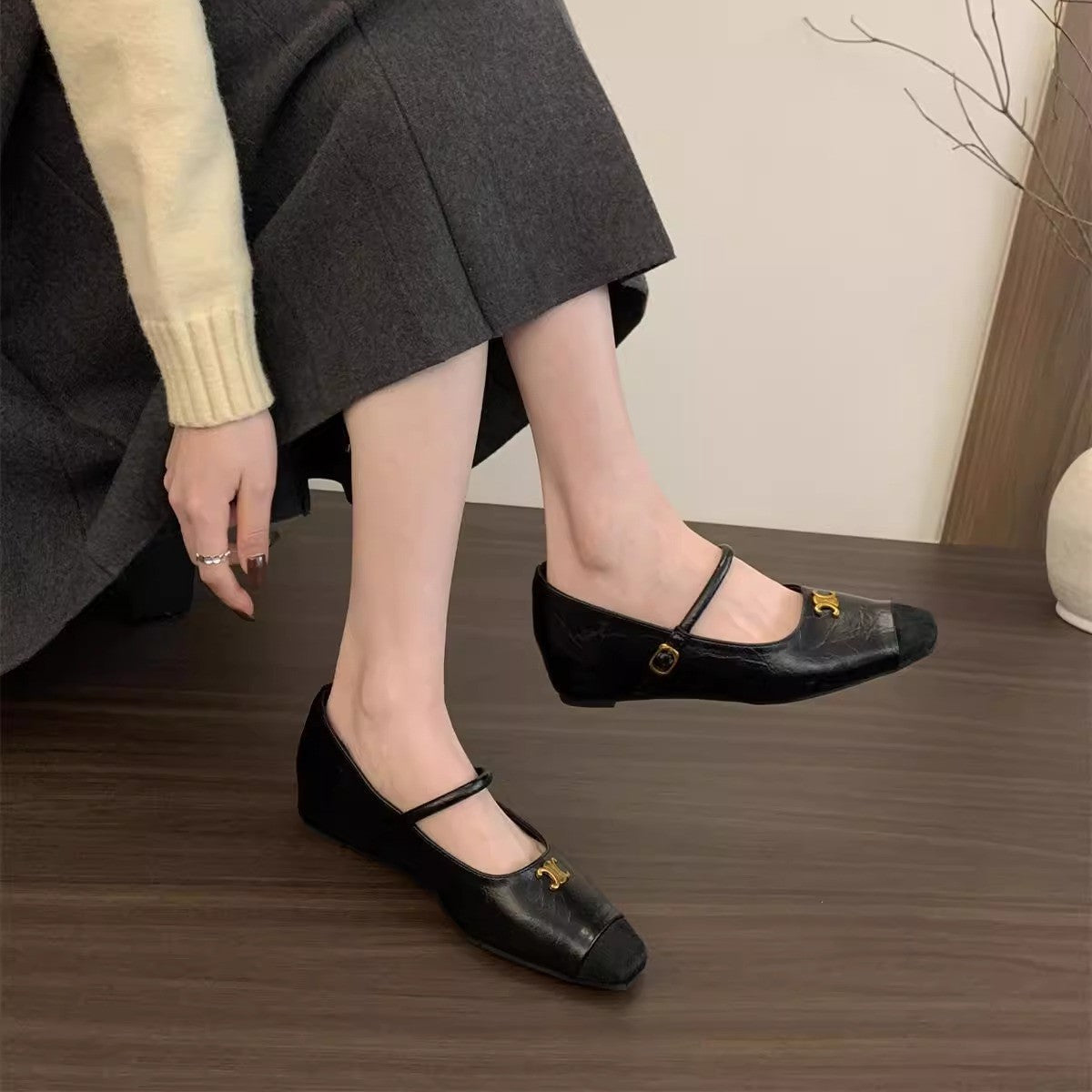 Damen Ballerinas mit dekorativer Schnallen-Applikation und elegantem Schnitt R&B