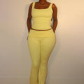 Damen Sportliches Crop-Top und legere Flared Pants Set R&B
