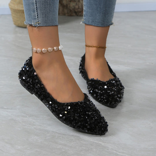 Damen Glitzernde Ballerinas mit luxuriösen Pailletten R&B