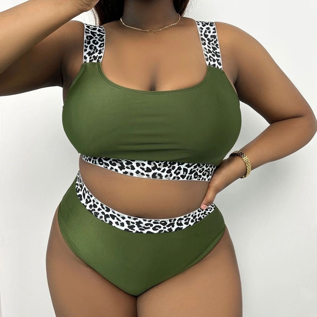 Damen Hochgeschnittenes Bikini-Set mit trendigem Tiermuster R&B