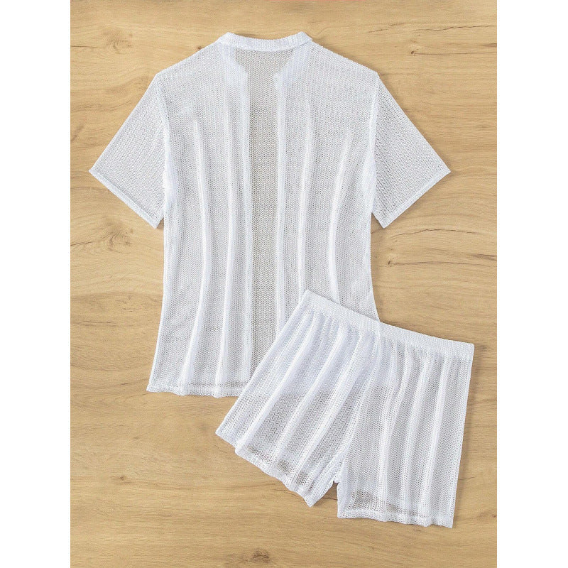 Damen Strandschal mit modischem offenen Schnitt und lässigen Shorts R&B