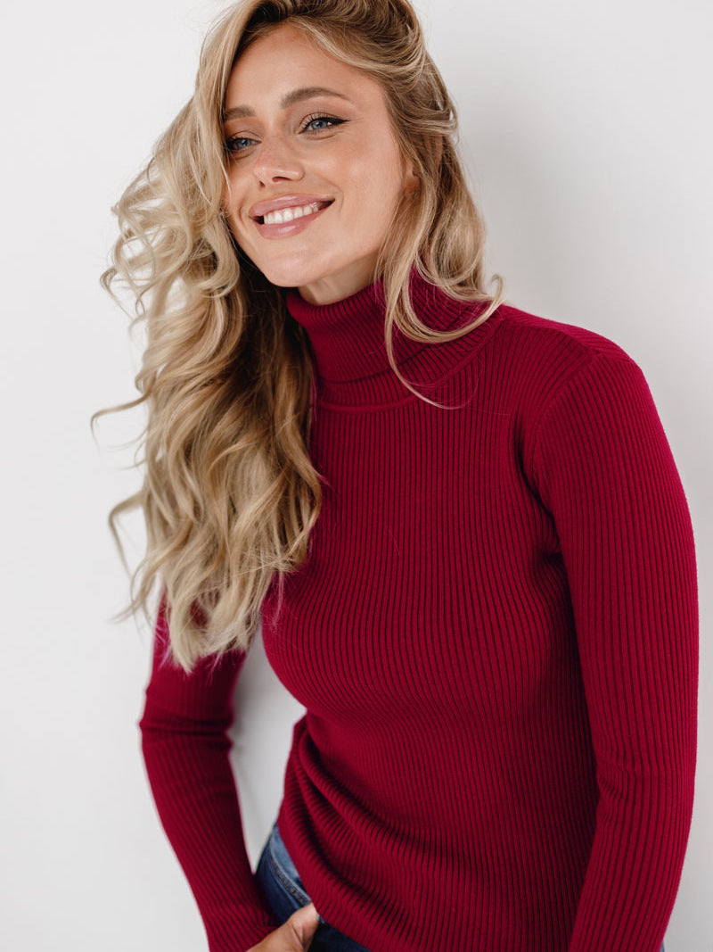 Damen Rollkragenpullover mit geripptem Design und lässigem Schnitt R&B