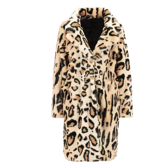 Damen Eleganter Oversized Tierfellmantel R&B