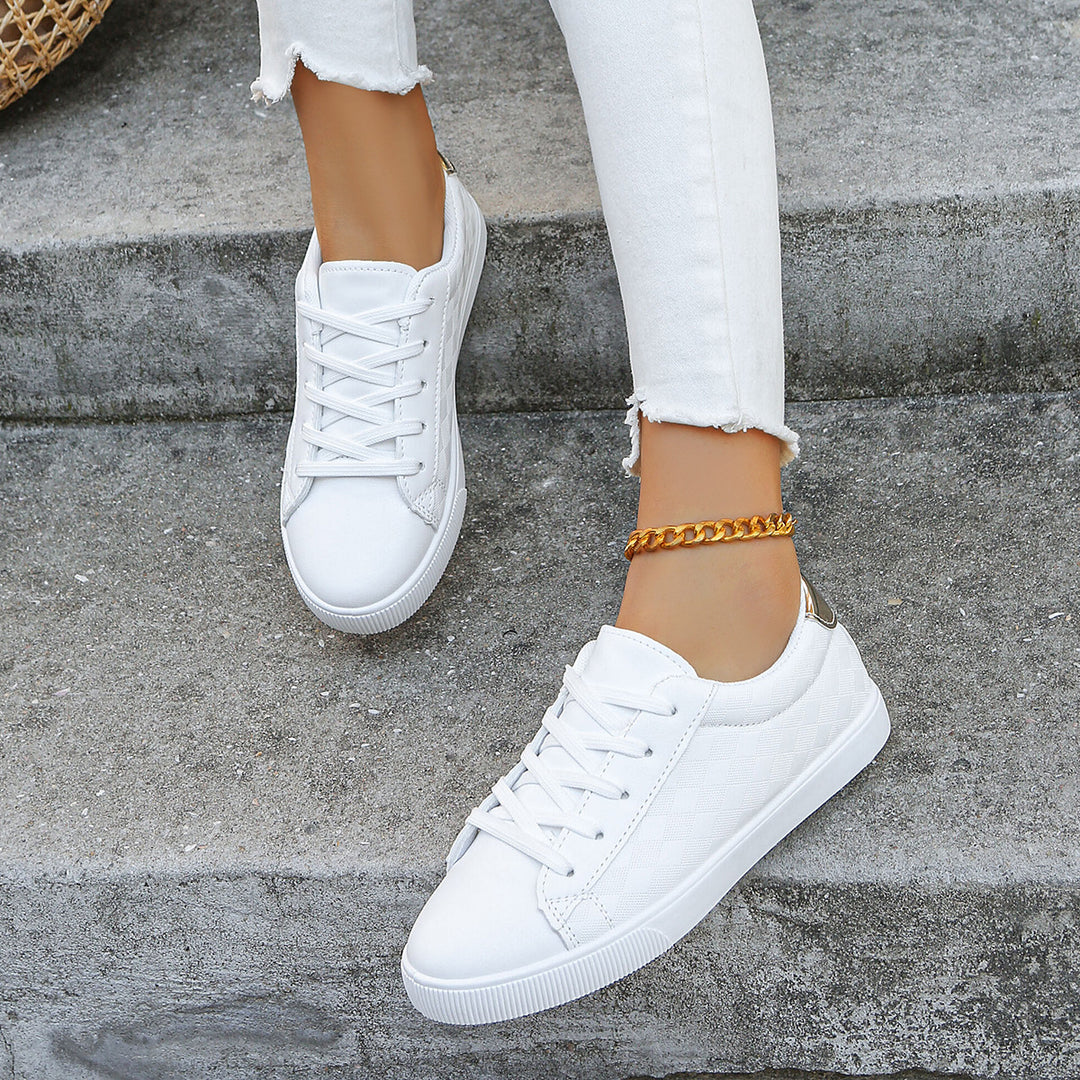 Damen Sportliche Sneaker aus veganem Leder mit atmungsaktiven Einsätzen R&B