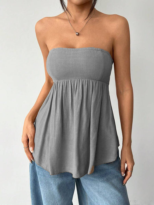Damen Bandeau Oberteil mit lockerem Schnitt und elastischem Saum R&B