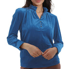 Damen Elegantes Oberteil mit Rüschendetails und Knopfverschluss R&B