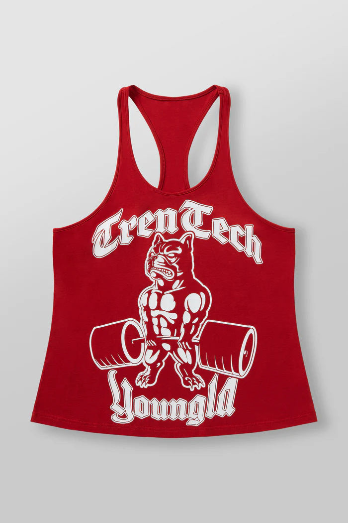 Herren nan figurbetontes Fitness-Tanktop mit Bulldoggen-Grafik und extra tiefen Armausschnitten R&B