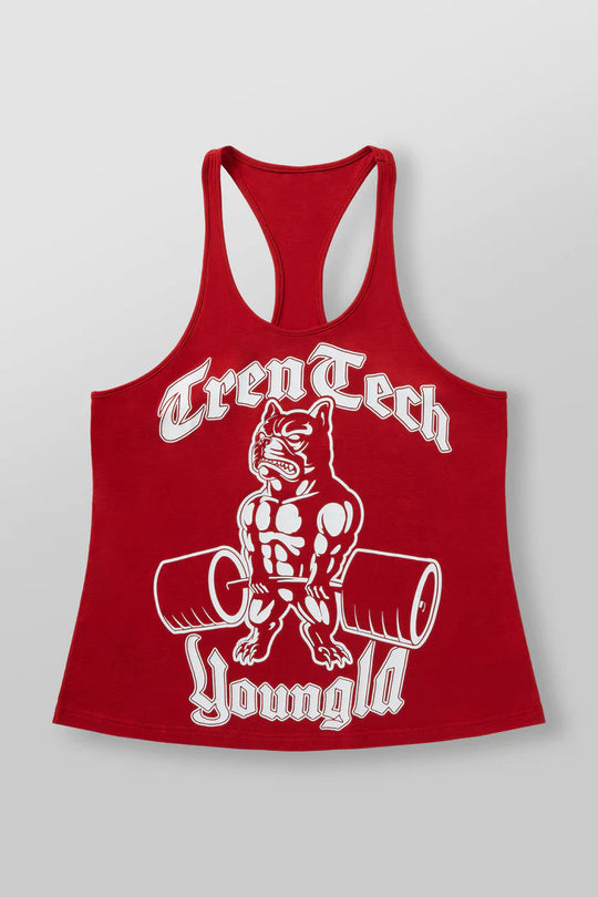 Herren nan figurbetontes Fitness-Tanktop mit Bulldoggen-Grafik und extra tiefen Armausschnitten R&B