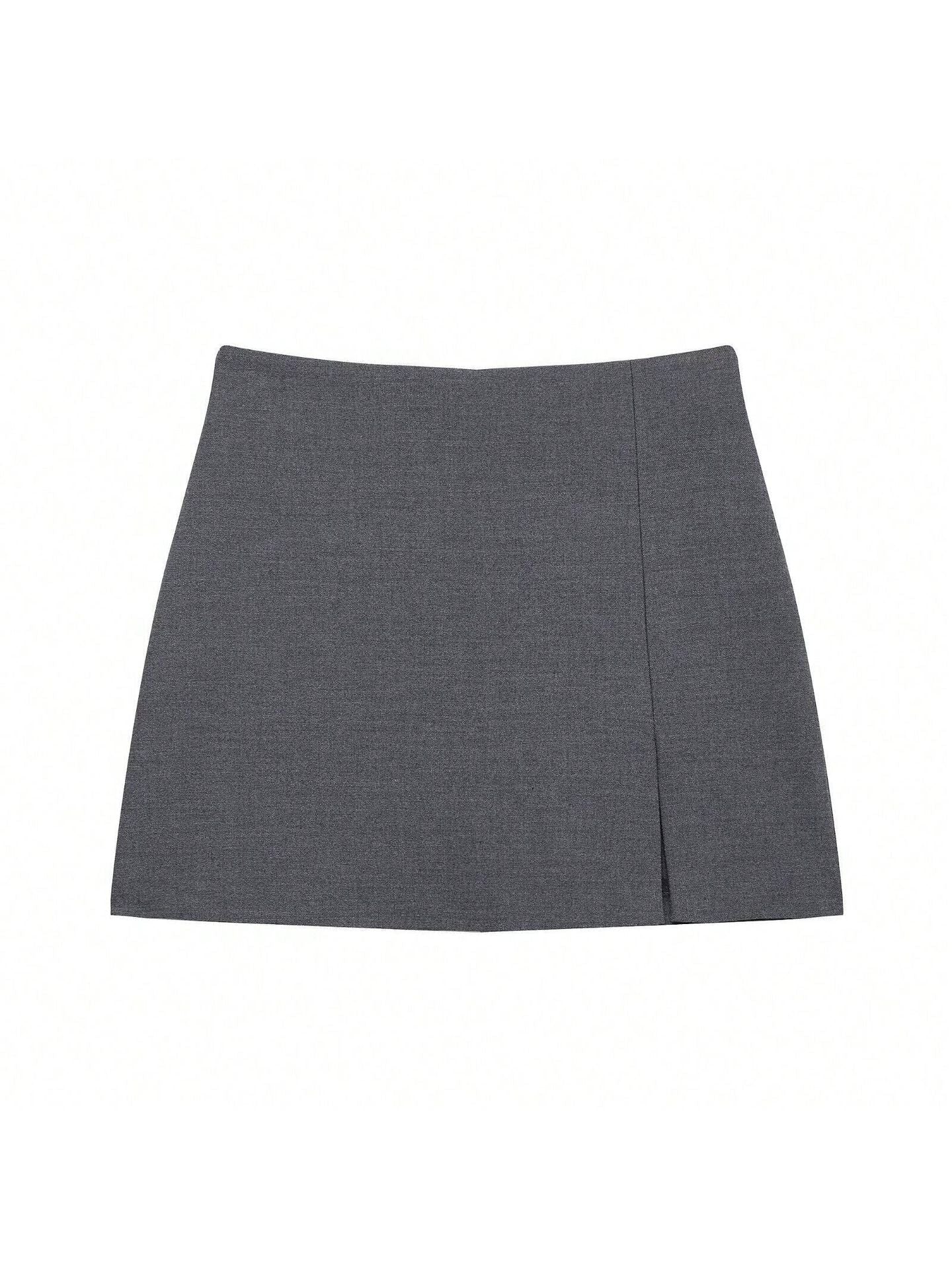 Damen modischer Minirock mit eleganter Knopfleiste