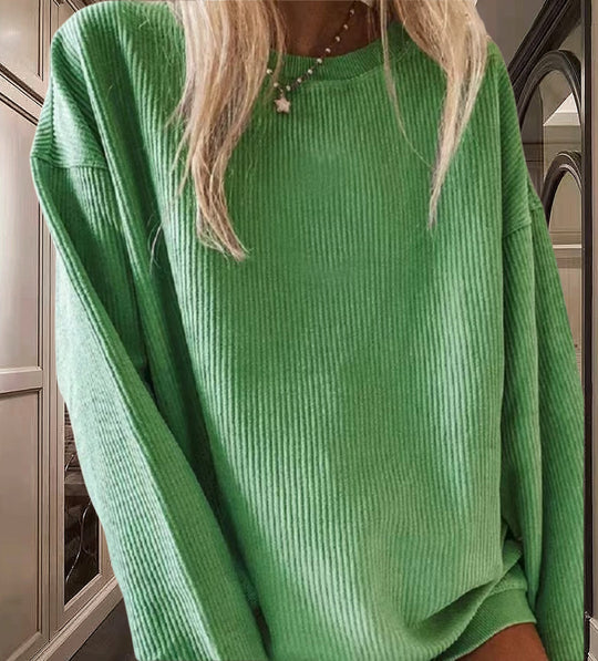 Damen Lässiger Rippstrick-Pullover mit weitem Schnitt R&B