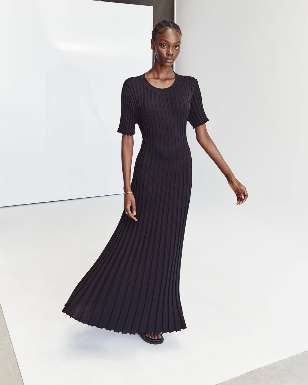 Damen Maxikleid aus feinem Rippenstrick R&B