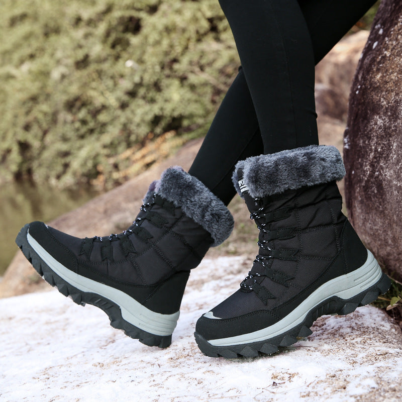 Damen Winterstiefel mit kuscheligem Kunstfellkragen und rutschfester Sohle R&B