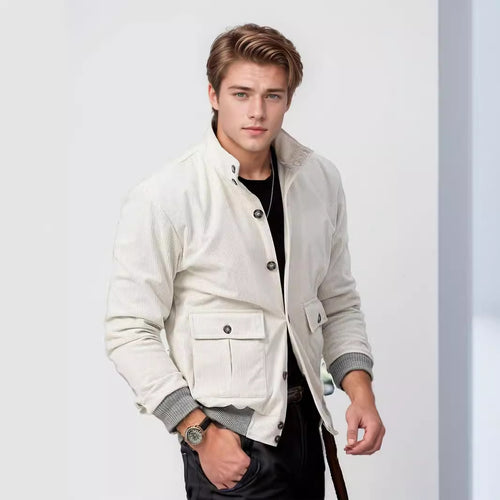 Herren moderne Cordjacke mit praktischen Taschen R&B