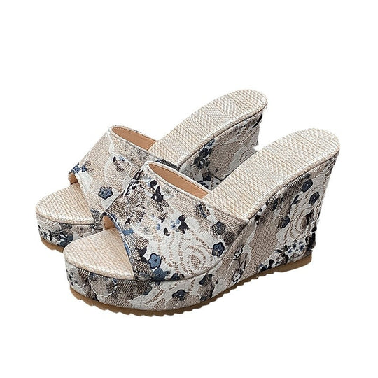 Damen elegante Wedge-Sandalen aus floralem Design R&B