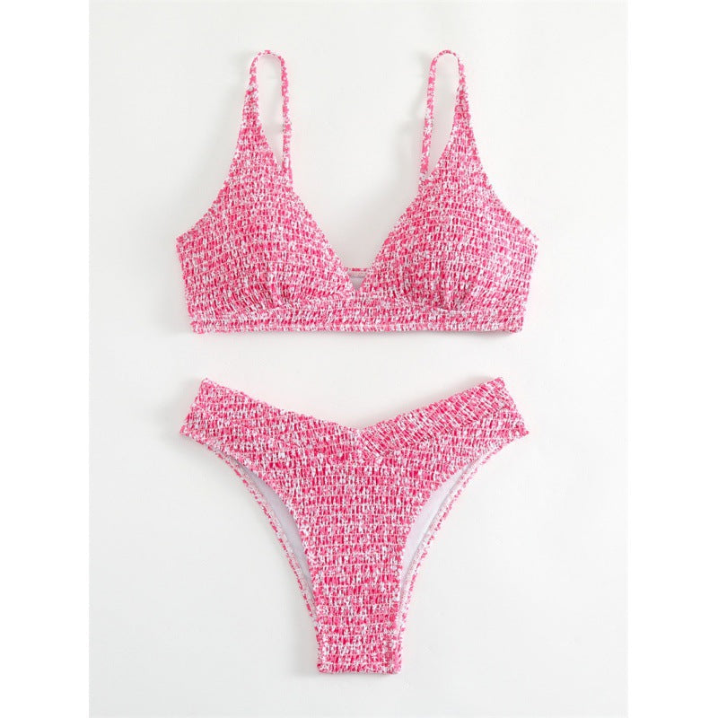 Damen Triangel-Bikini-Set mit gerafftem Detail R&B
