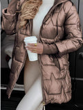 Damen modische und wärmende Steppjacke mit Kapuze R&B