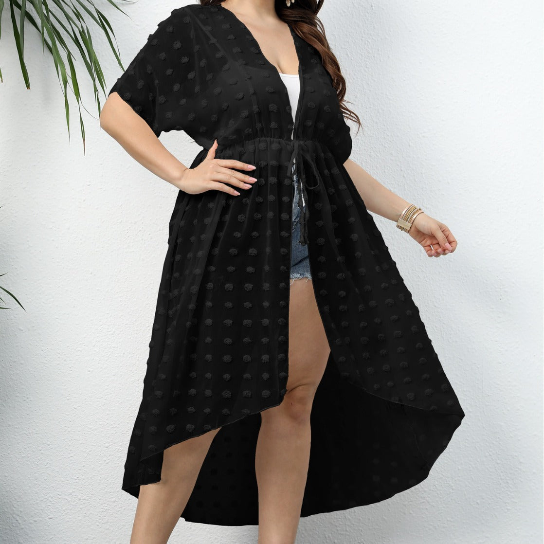 Damen Eleganter Strandüberwurf mit transparenter Struktur R&B