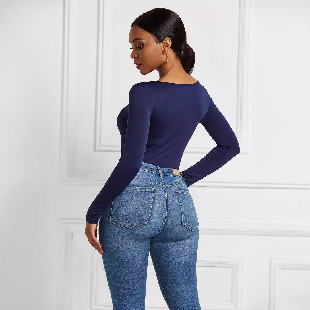 Damen Eleganter Langarmbody aus angenehmem Stretchmaterial R&B