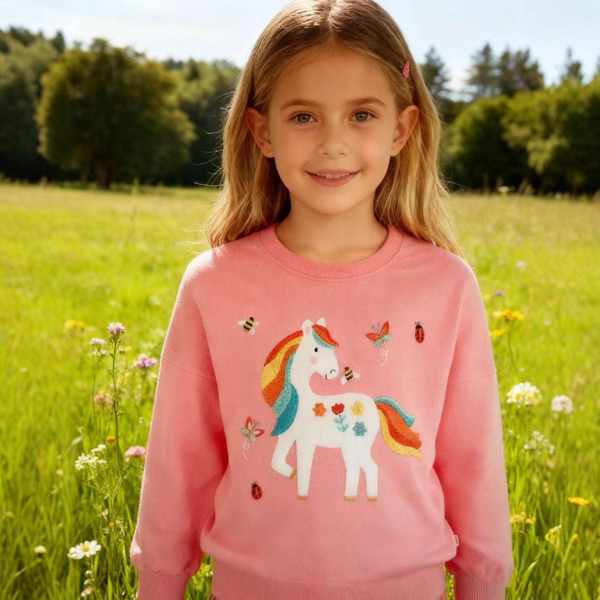 Mädchen Sweatshirt mit verspieltem Einhorn-Design R&B