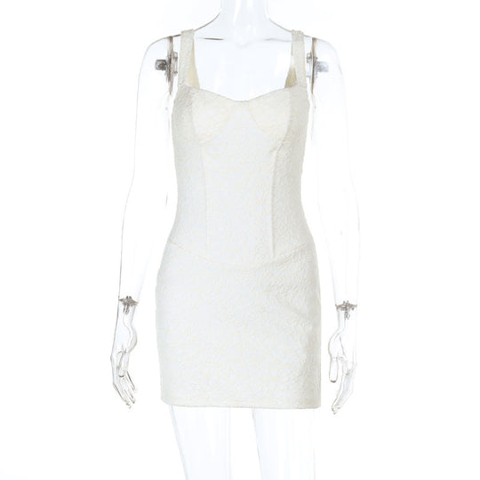 Damen figurbetontes Cocktailkleid mit Spitzenoberteil und elegantem Dekolleté R&B