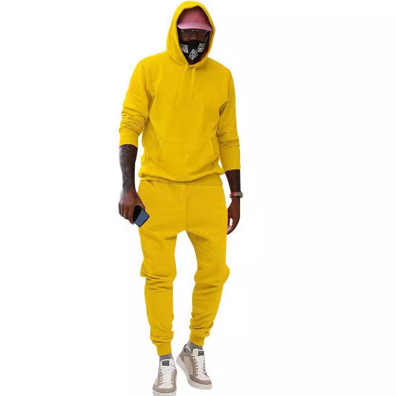Herren nan lässiges Hoodie- und Jogging-Set aus French Terry mit Kängurutasche, gerippten Bündchen und elastischem Tunnelzugbund R&B