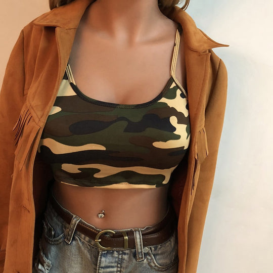 Damen Crop-Top im modernen Camouflage-Design R&B