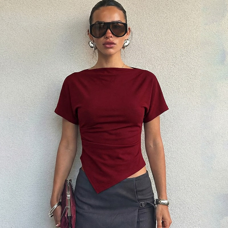 Damen Trendiges Oberteil mit asymmetrischem Saum und figurbetonendem Schnitt R&B