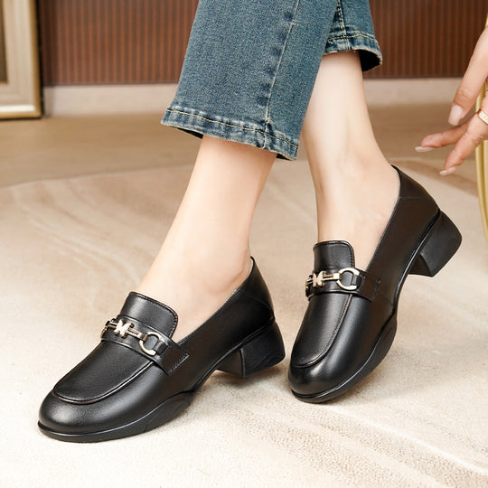 Damen Elegante Mokassins mit modischem Schmuckdetail und bequemem Blockabsatz R&B