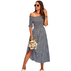 Damen Off-Shoulder Maxikleid mit floralem Design und schwingendem Saum R&B