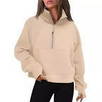 Damen Sportlicher Pullover mit hohem Kragen und Reißverschluss R&B