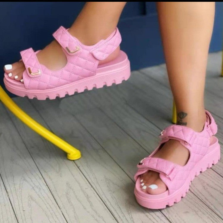 Damen modische Riemchen-Sandalen mit komfortabler Sohle und verstellbaren Schnallen R&B