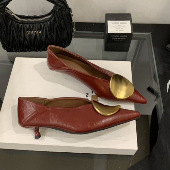 Damen spitze Ballerinas mit dekorativem Metallic-Detail R&B