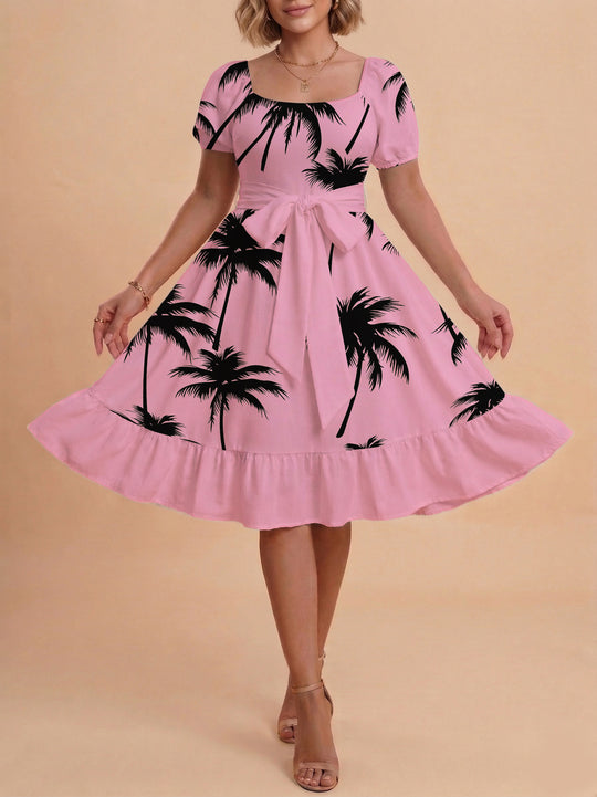 Damen Kleid mit tailliertem Schnitt und verspieltem Blumenmuster R&B