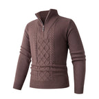 Herren Eleganter Strickpullover mit hohem Kragen und Reißverschluss R&B