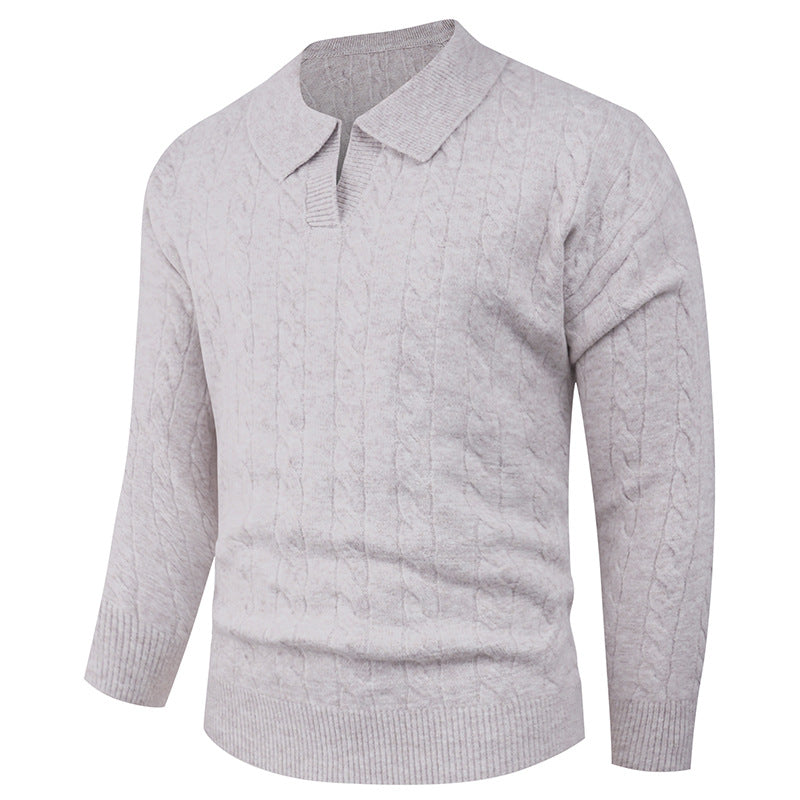 Herren eleganter Strickpullover mit modernem Zopfmuster R&B