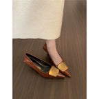 Damen elegante Slingback-Pumps mit goldener Applikation R&B