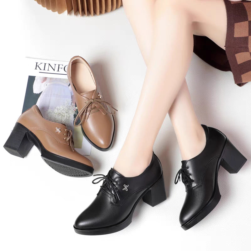 Damen Elegante Schnürpumps mit modernem Blockabsatz und geschmackvollem Dekor R&B