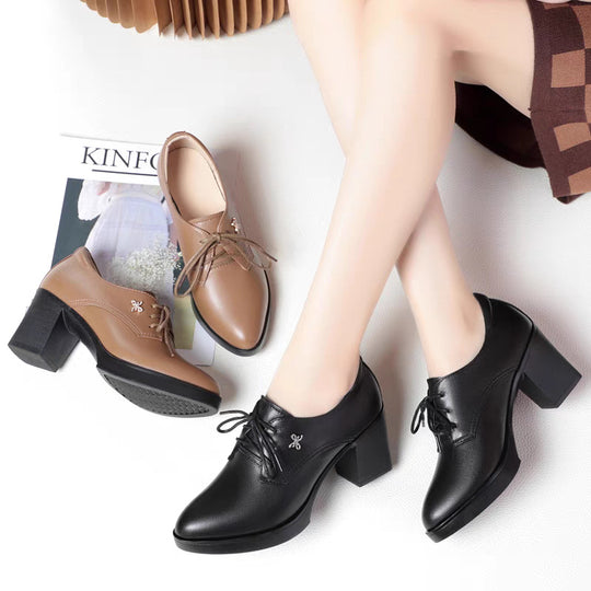 Damen Elegante Schnürpumps mit modernem Blockabsatz und geschmackvollem Dekor R&B