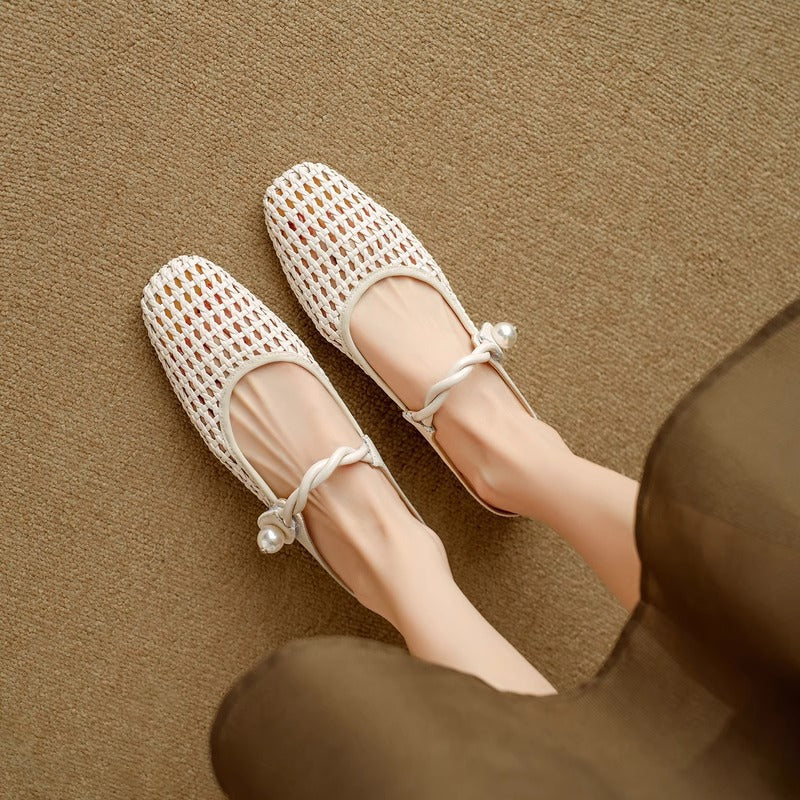 Damen Ballerinas mit elegantem Netzdesign und stylischem Riemchen R&B