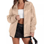 Damen Lässige Oversized-Jacke mit elastischen Bündchen und praktischen Taschen R&B