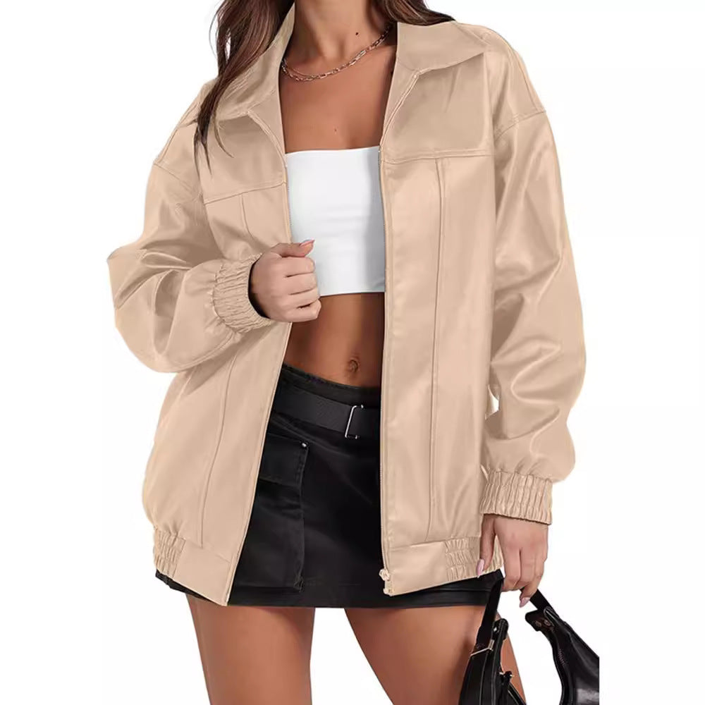 Damen Lässige Oversized-Jacke mit elastischen Bündchen und praktischen Taschen R&B