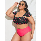 Damen Bikini-Set mit Raffinierter Rüschendetail und Bequemem Hohem Bund R&B
