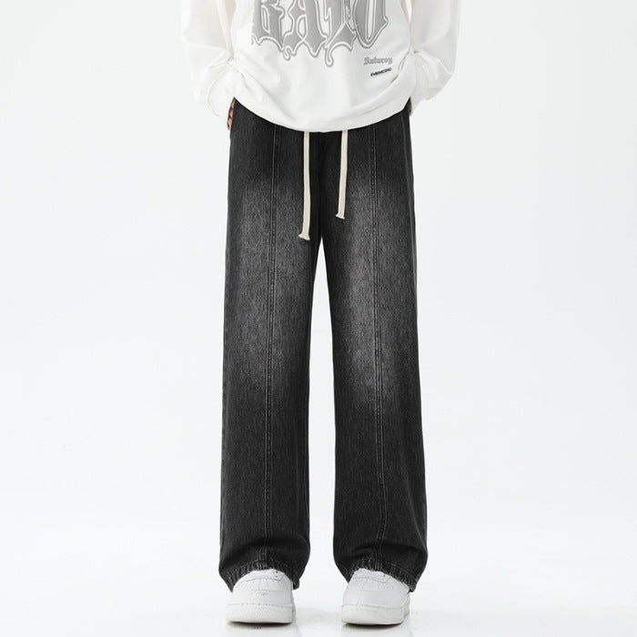 Damen weite Denim-Hose mit verstellbarem Bund und modernem Schnitt R&B