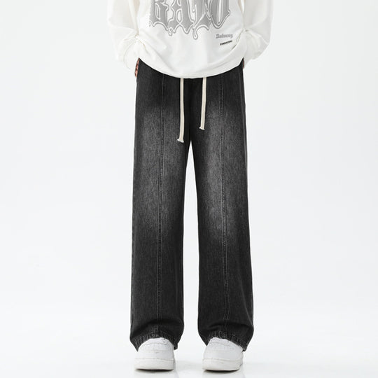 Damen weite Denim-Hose mit verstellbarem Bund und modernem Schnitt R&B